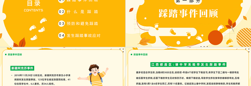 2024防踩踏安全教育PPT精美卡通儿童校园安全防踩踏教育主题班会模板课件