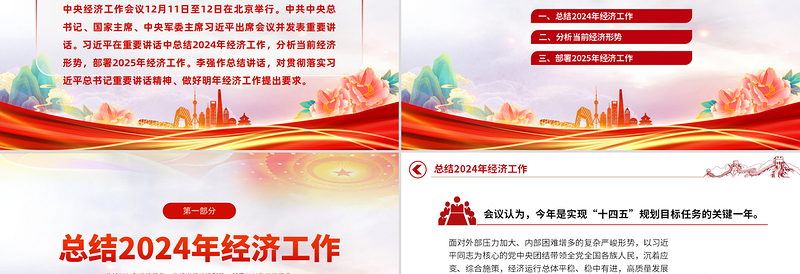 中央经济工作会议PPT大气华美总结2024年经济工作部署2025年经济工作课件
