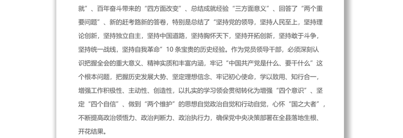 研讨发言学习十九届六中全会精神发言