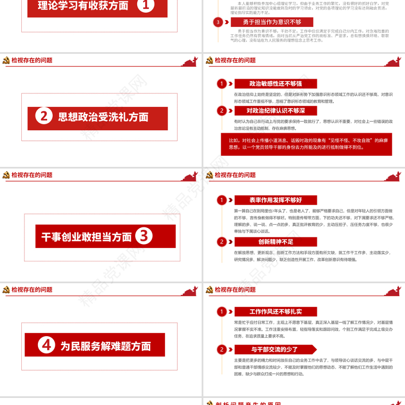 原创民主生活会党委班子对照检查材料ppt