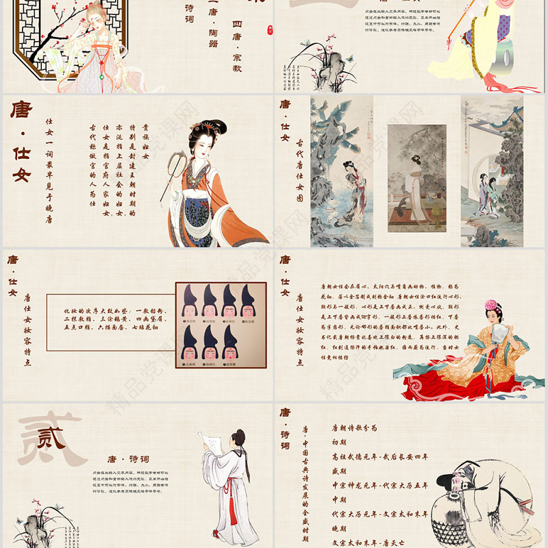 梦回大唐之唐朝文化介绍PPT模板