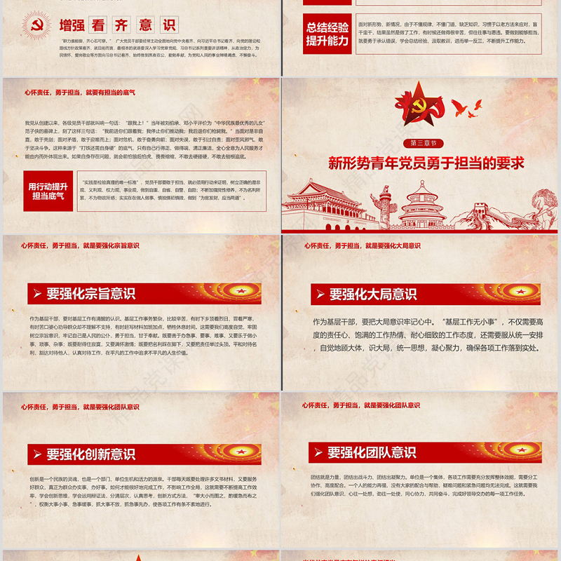 心怀责任勇于担当做合格党员微党课PPT-含讲稿