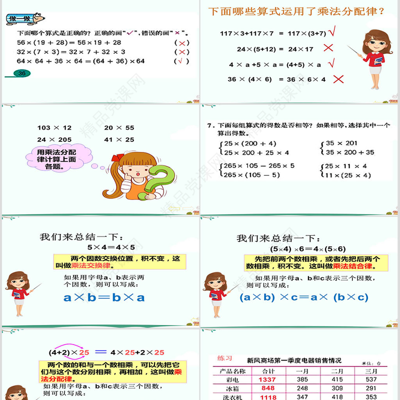 人教版小学四年级下数学乘法运算定律ppt