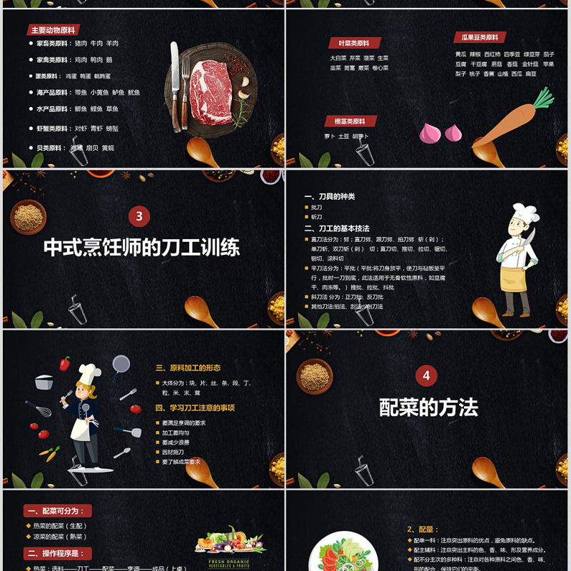 简约中式烹调师技能分享厨师培训入门培训课件PPT模板