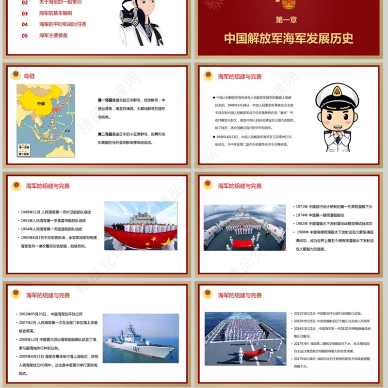 庆祝中华人民共和国海军建军七十周年PPT模板