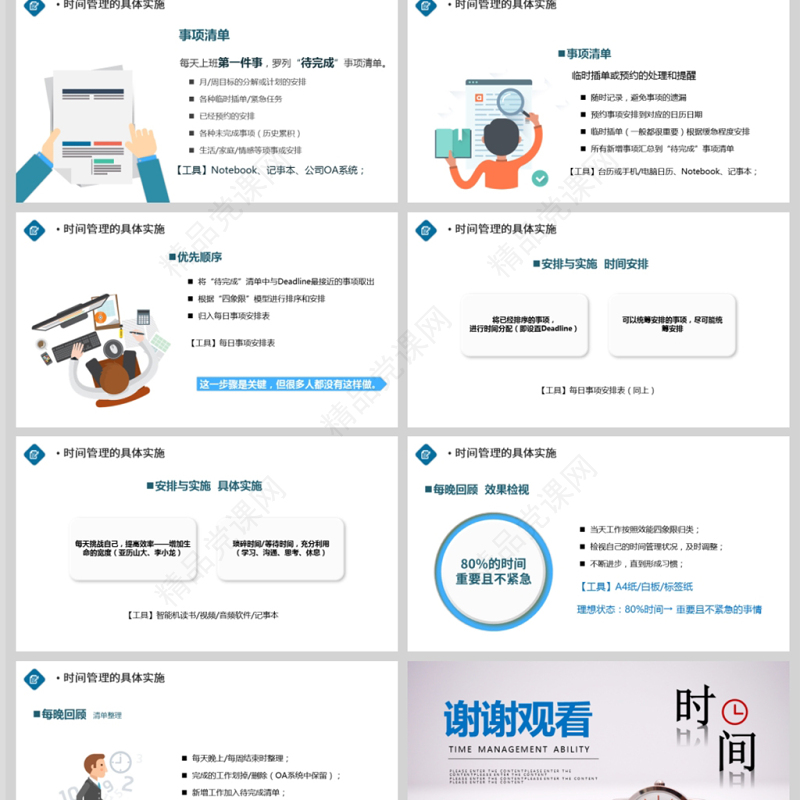内容型最新时间管理企业员工培训PPT模板