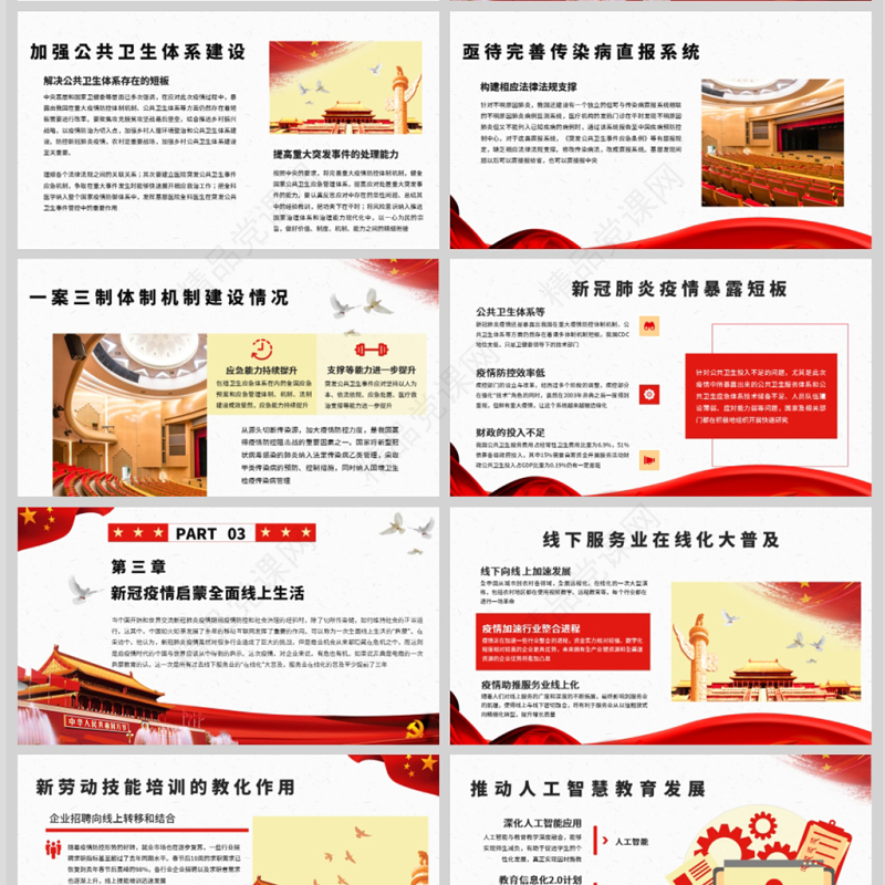 原创党建风关注民生聚焦两会PPT模板