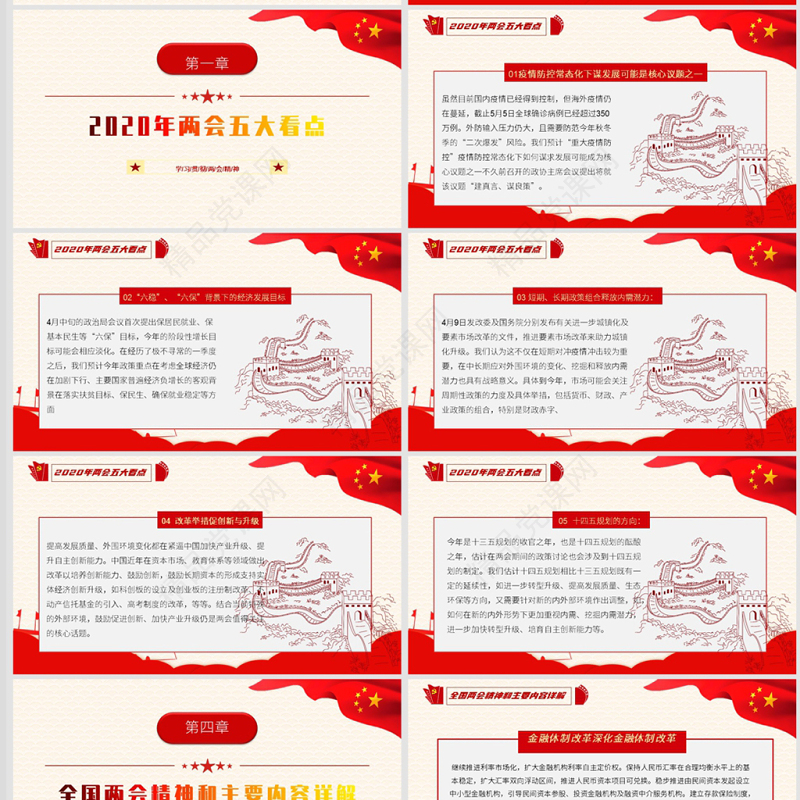 深度学习贯彻2020全国两会精神汇报模板