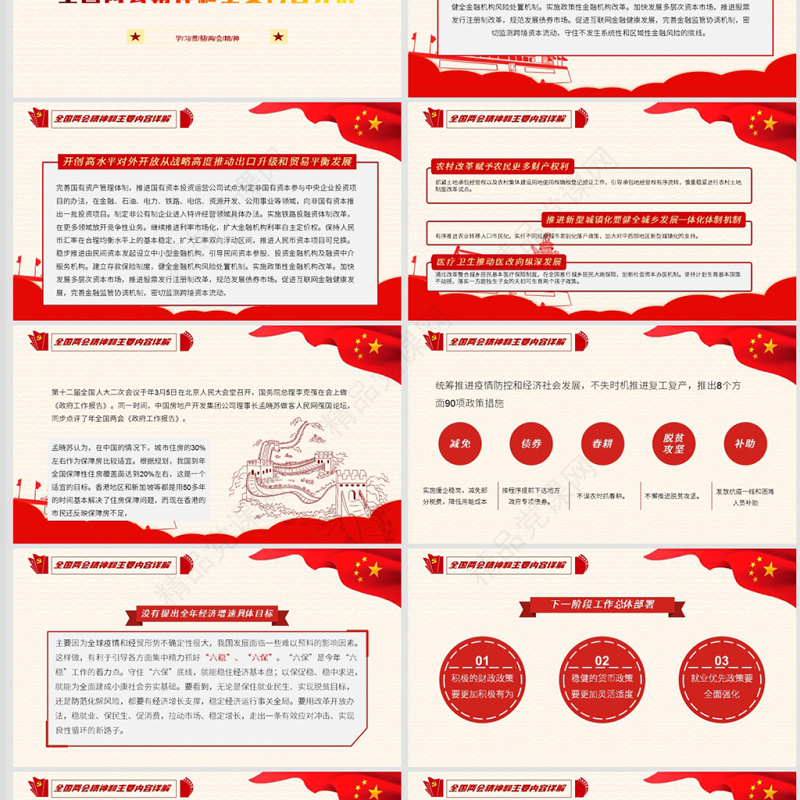深度学习贯彻2020全国两会精神汇报模板