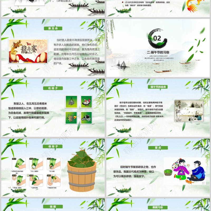 年中国风传统文化端午节介绍ppt模板
