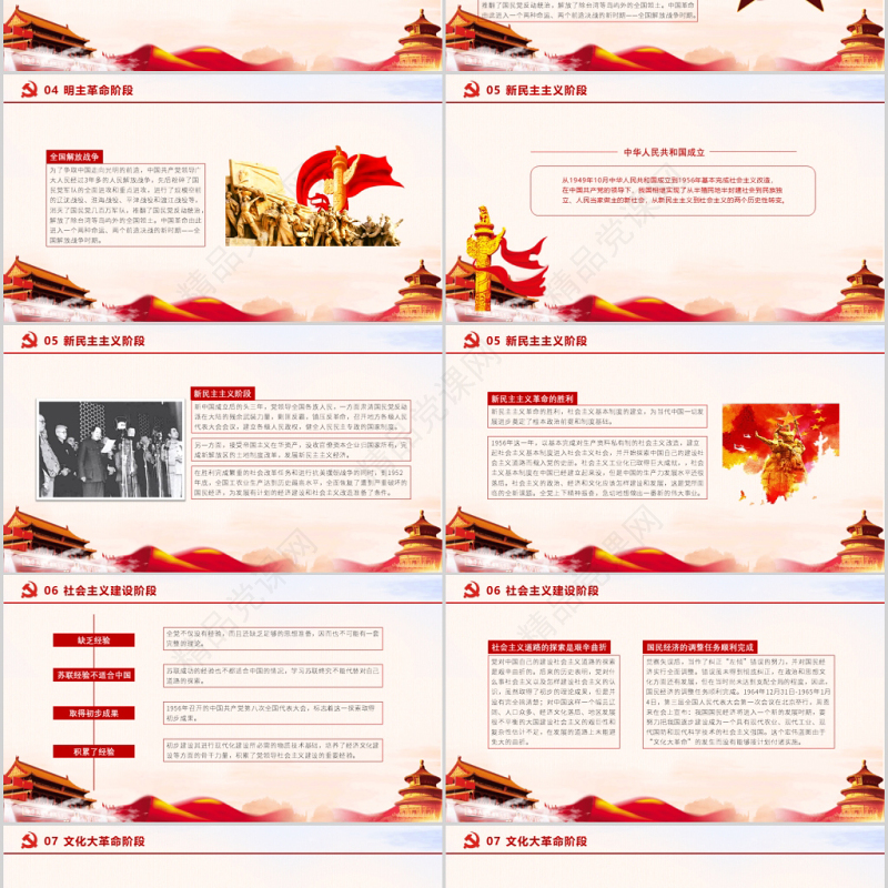 年光辉历程伟大成就中国风七一建党节通用PPT模板