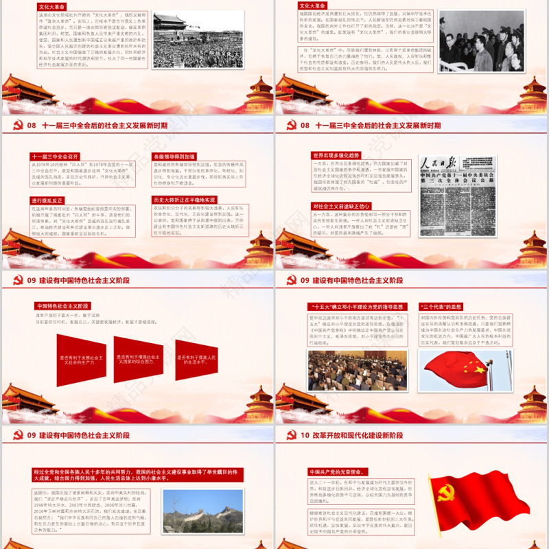 年光辉历程伟大成就中国风七一建党节通用PPT模板