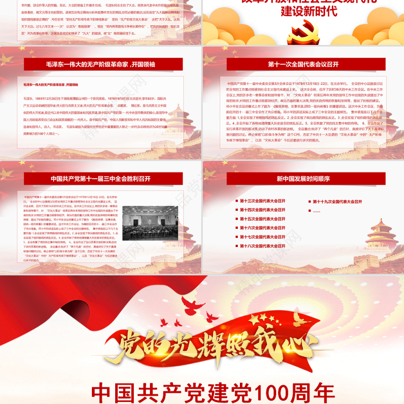 中国共产党建党100周年光辉历程党史党课PPT模板