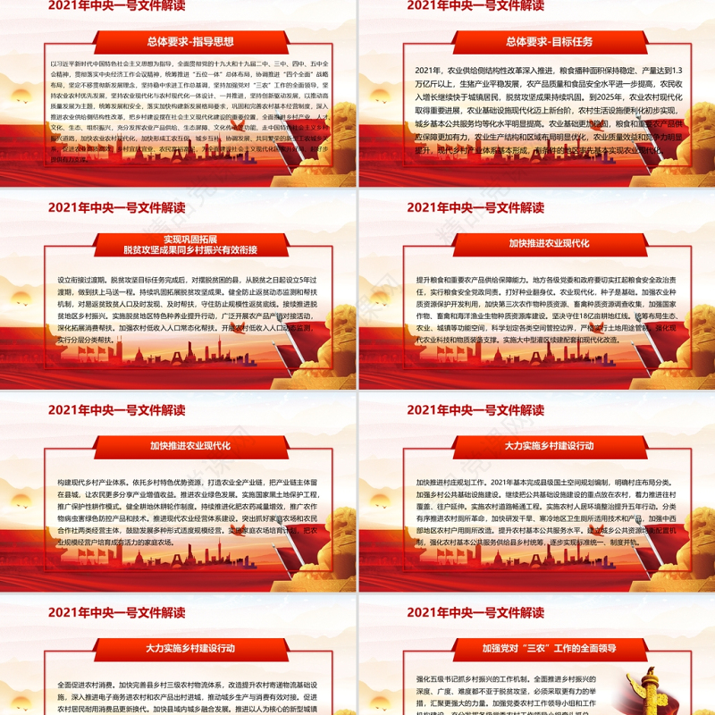 2021年中央一号文件全面推进乡村振兴脱贫攻坚党课PPT