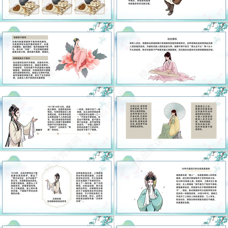 2024中国传统服饰历史演变过程PPT中国风中国传统服饰历史演变过程模板课件