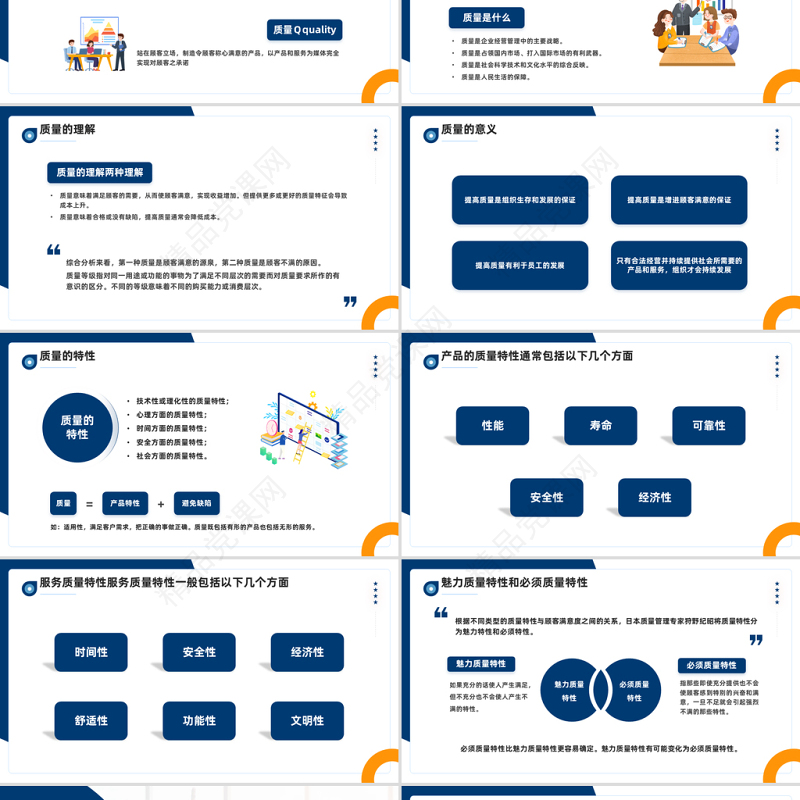 2023员工质量意识培训PPT简约插画风企业员工入职意识培训模板课件