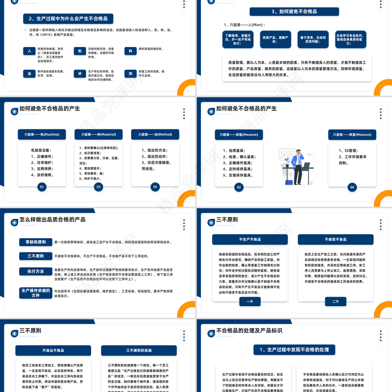 2023员工质量意识培训PPT简约插画风企业员工入职意识培训模板课件