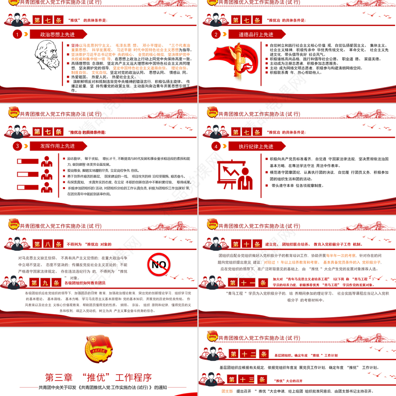 共青团推优入党工作实施办法（试行）PPT红色党政风团员干部学习教育专题团课课件模板