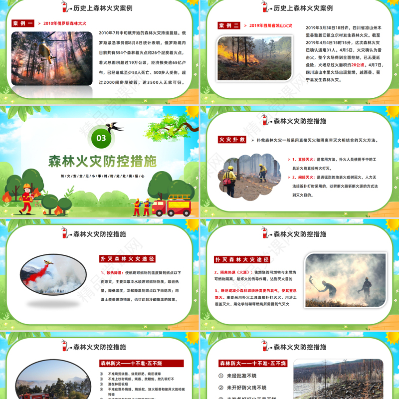 2024森林火灾重防范严控火源是关键PPT简约风森林防火公益宣传课件下载