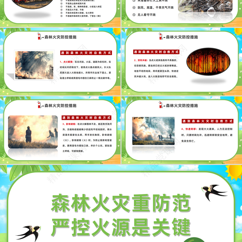 2024森林火灾重防范严控火源是关键PPT简约风森林防火公益宣传课件下载