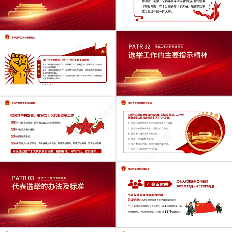 中国共产党二十大代表选举会PPT党政风简约中共中央关于党的二十大代表选举工作的通知党课课件