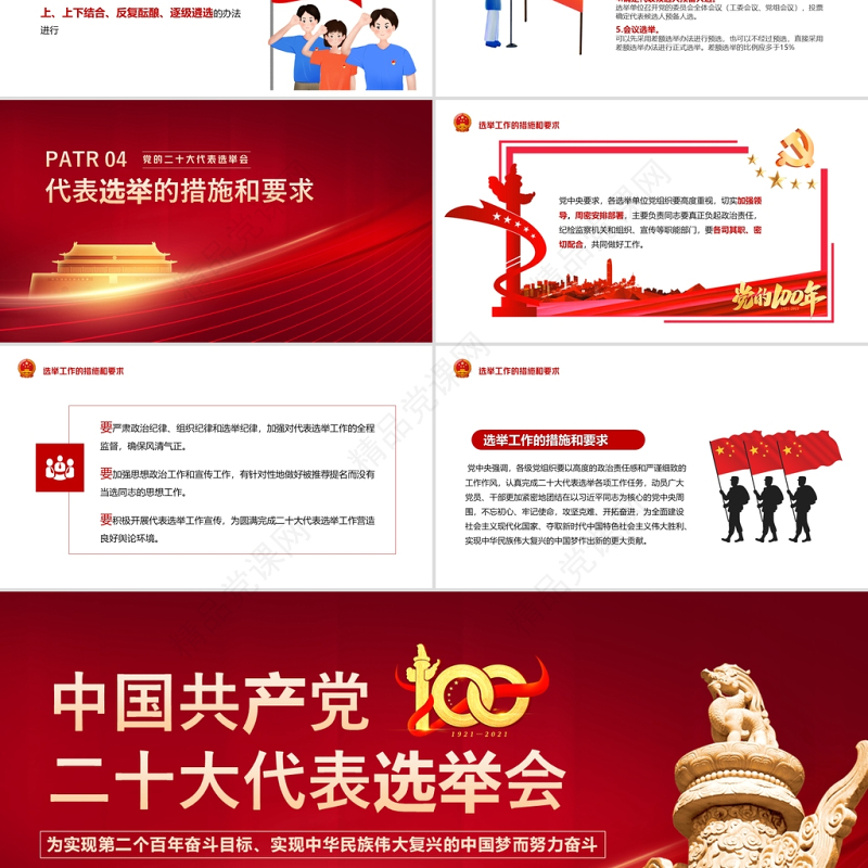 中国共产党二十大代表选举会PPT党政风简约中共中央关于党的二十大代表选举工作的通知党课课件