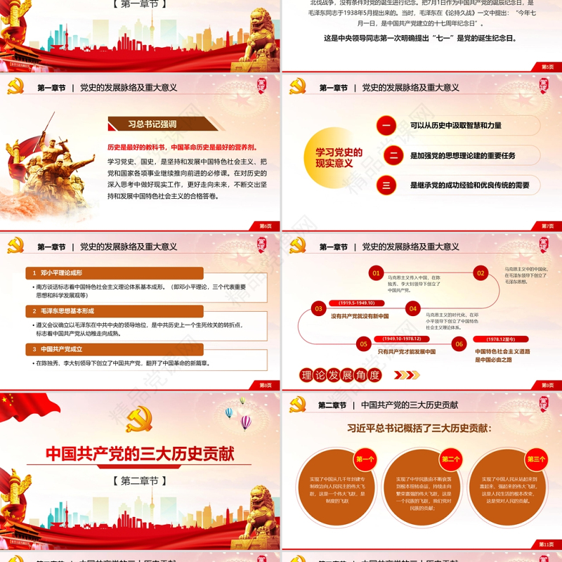 红色党建风庆祝中国共产党成立一百周年PPT