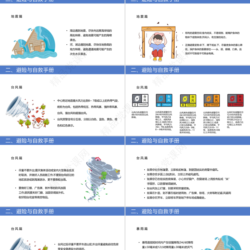 防震减灾主题班会PPT卡通风防震减灾儿童安全教育主题班会演讲课件模板 (2)