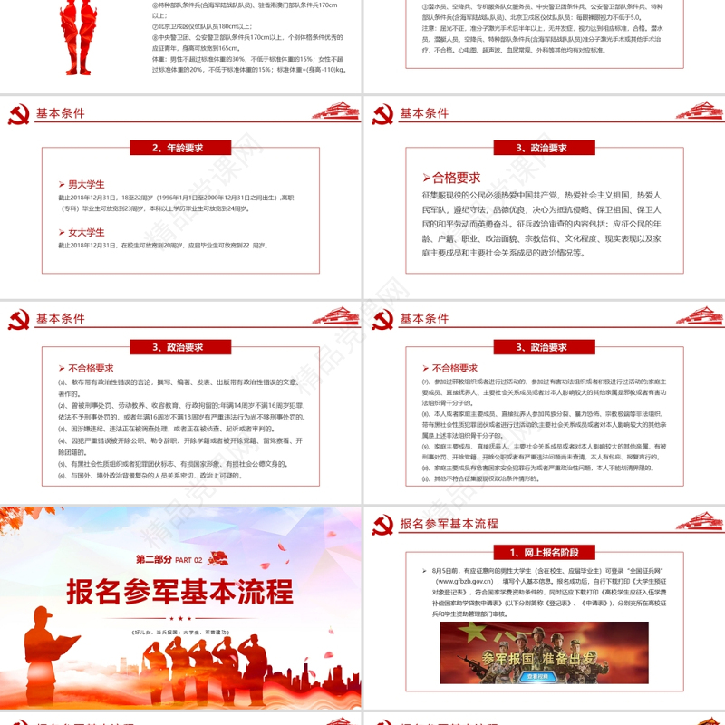 大学生征兵宣传PPT红色党政风好儿女当兵报国大学生军营建功部队征兵入伍宣传PPT