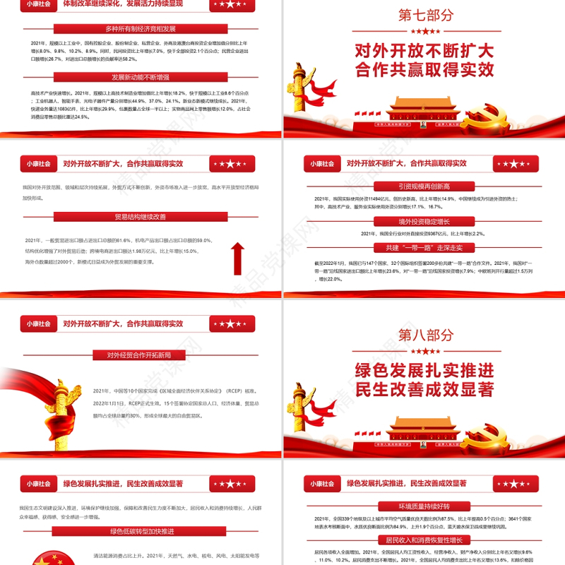 “十四五”实现良好开局PPT红色党政风以实际行动迎接党的二十大胜利召开专题党课课件模板