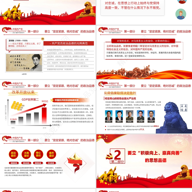 2021党员领导干部要立好四德PPT党支部建设党政活动党风廉政从严治党专题党课