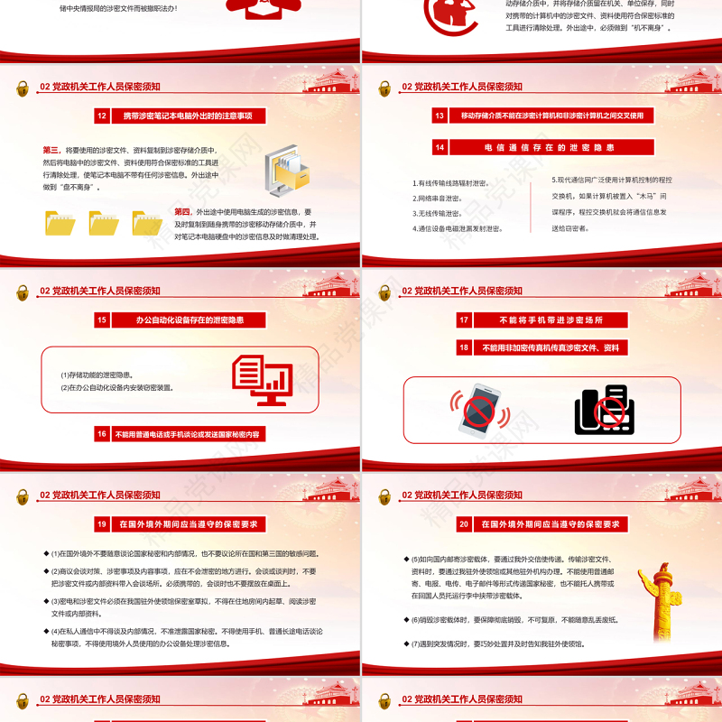 党政机关保密须知PPT红色党政风党史党风党建党课主题培训课件模板