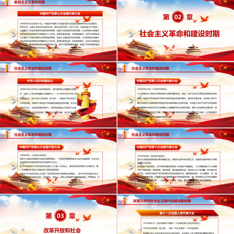 红的简约党政风党的光辉历程热烈庆祝中国共产党成立一百周年PPT模板