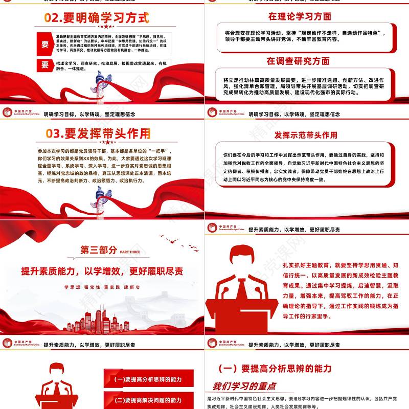 2023主题教育第一批总结暨第二批部署会议PPT党政风主题教育专题党课课件模板下载