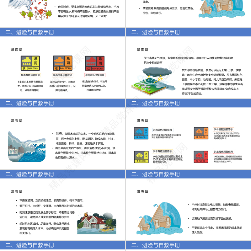 防震减灾主题班会PPT卡通风防震减灾儿童安全教育主题班会演讲课件模板.