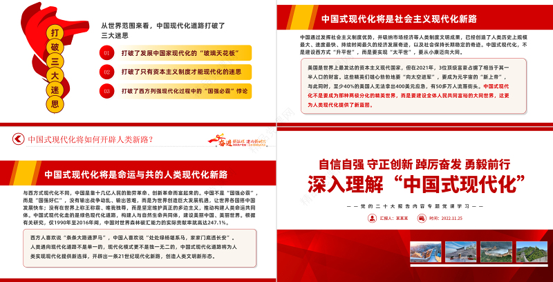 深入理解中国式现代化PPT大气精美党员干部深入学习党的二十大报告内容专题党课模板