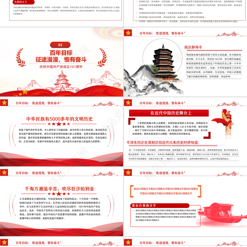 百年恰是风华正茂PPT红色党政风七一建党节热烈庆祝中国共产党成立101周年专题党课课件模板