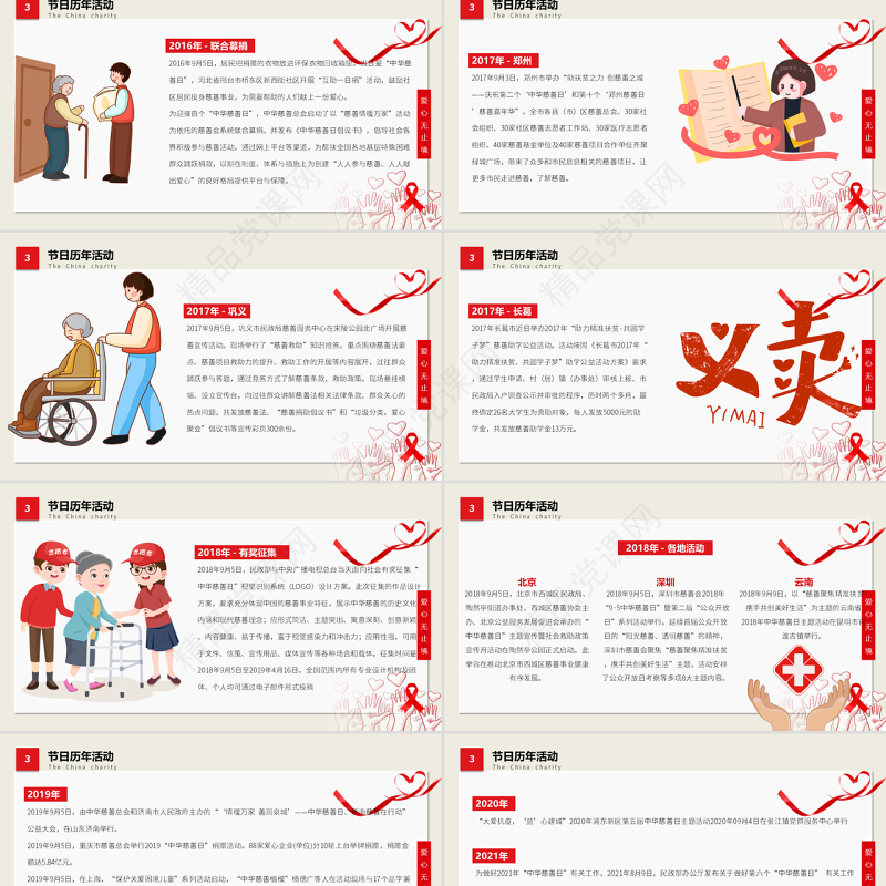 中华慈善日PPT简约风中华慈善日国际慈善日献爱心公益活动课件模板