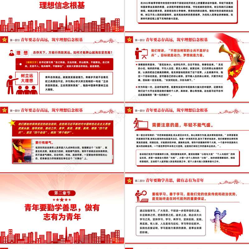 2023真抓实干履职尽责青年精神素养素质提升PPT精品风党员干部学习教育专题党课课件模板