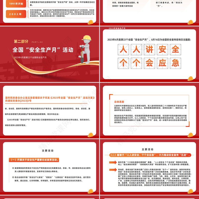 2024人人讲安全个个会应急PPT橙红简约风全国安全生产月介绍模板课件