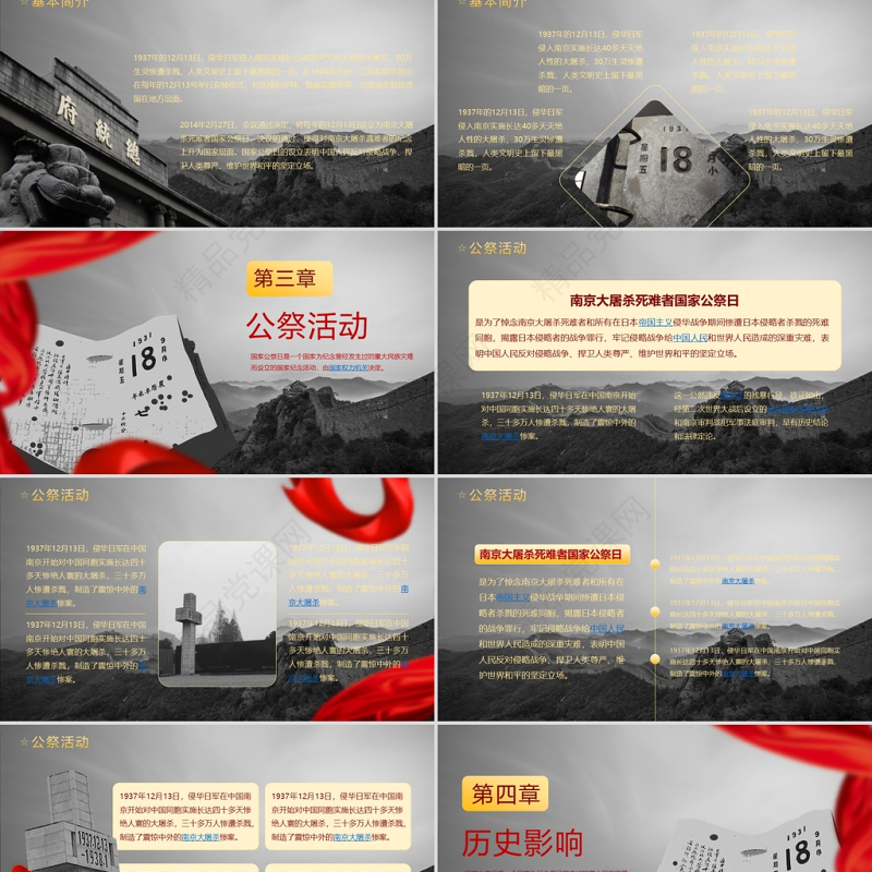 国家公祭日PPT庄严肃穆纪念南京大屠杀铭记历史勿忘国耻爱国主义教育课件