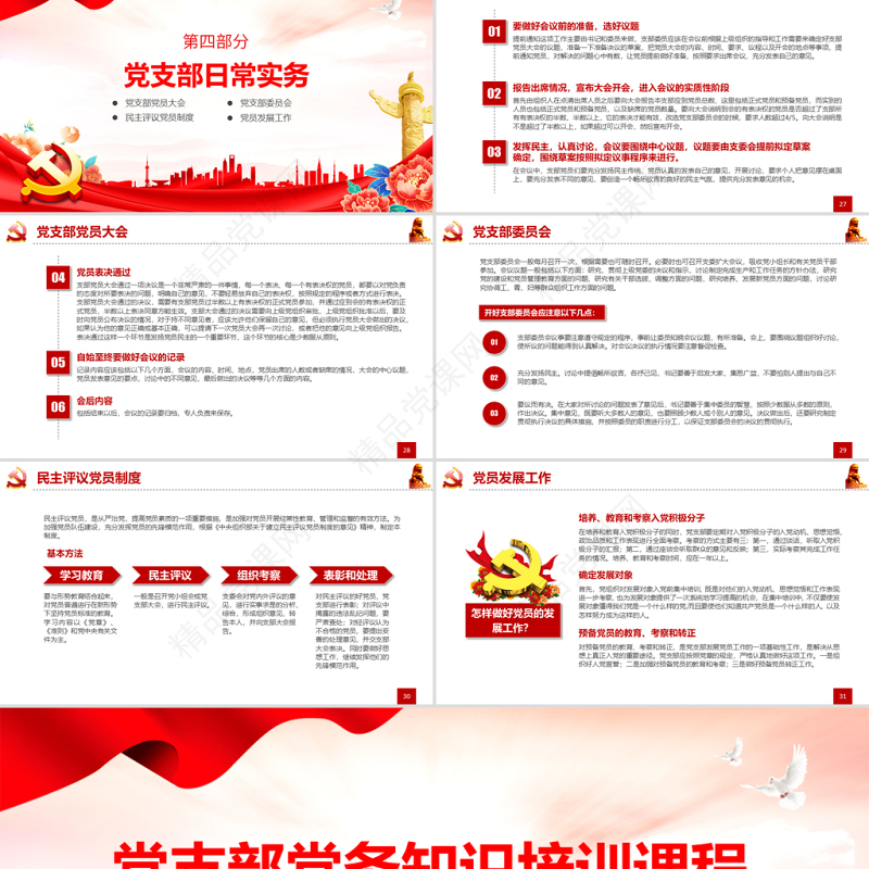 党务技能大赛PPT简洁党政风学习党务知识增强党务本领提高党建水平党建模板