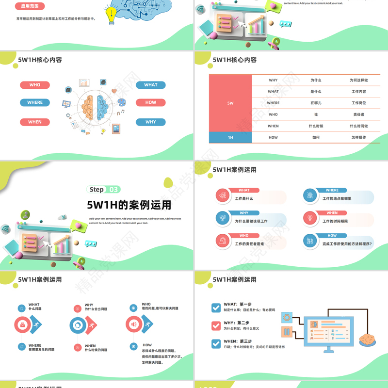 2024年5W1H分析法PPT插画风企业员工入职培训总结计划课件下载