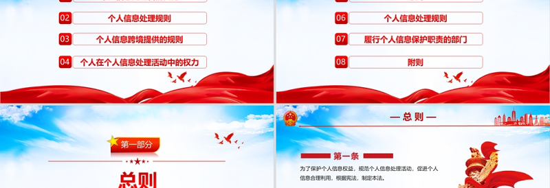 中华人民共和国个人信息保护法PPT蓝色党政风完整解读《个人信息保护法》重点内容专题党课