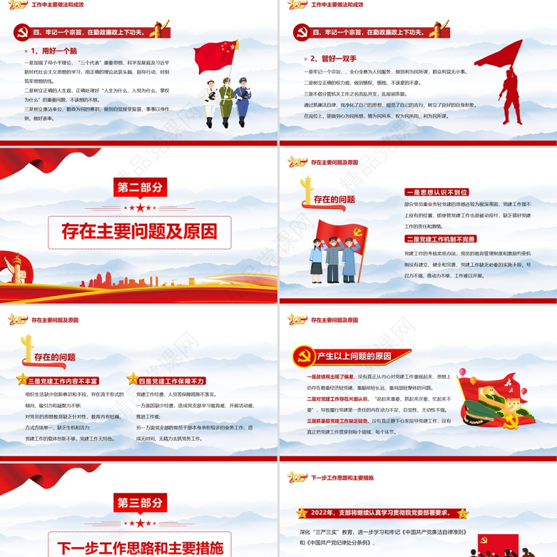 党支部述职报告PPT蓝色优质风2021年党支部工作总结汇报暨党支部工作计划专题党课课件