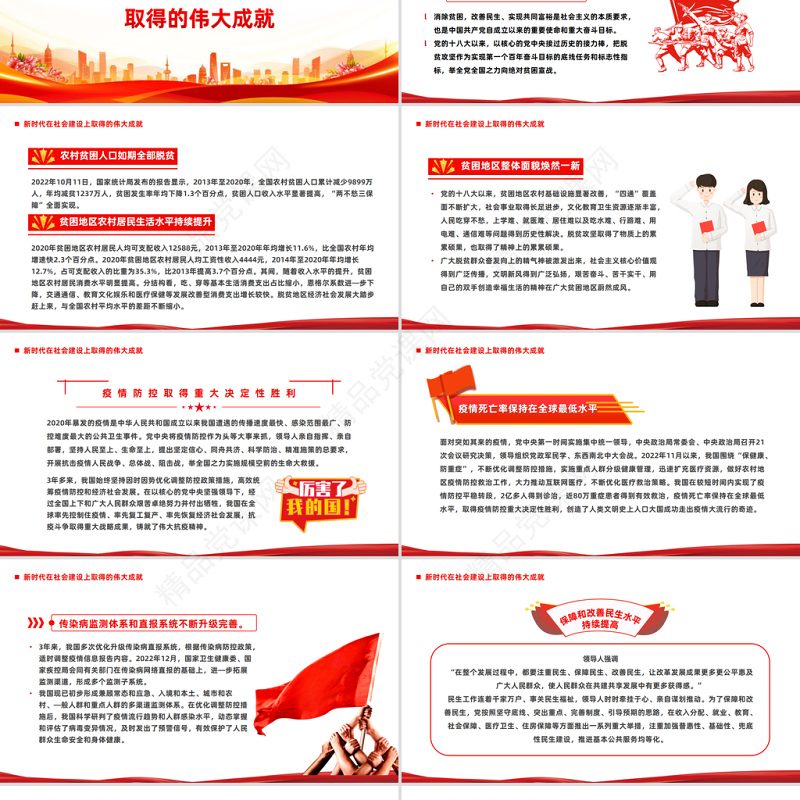 2023深刻理解新时代在社会主义建设上取得的伟大成就PPT精品风党员干部学习教育专题党课课件模板