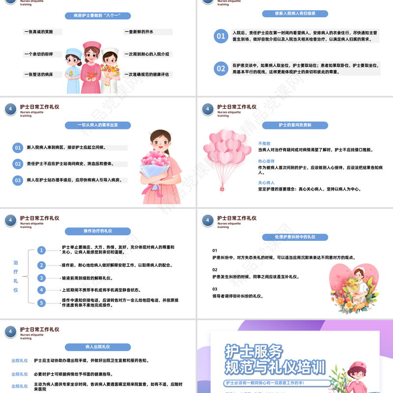 2023护士服务规范与礼仪培训PPT卡通医院护士服务规范与礼仪培训模板课件