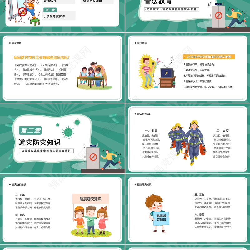 防震减灾主题班会PPT卡通风防震减灾儿童安全教育主题班会演讲课件
