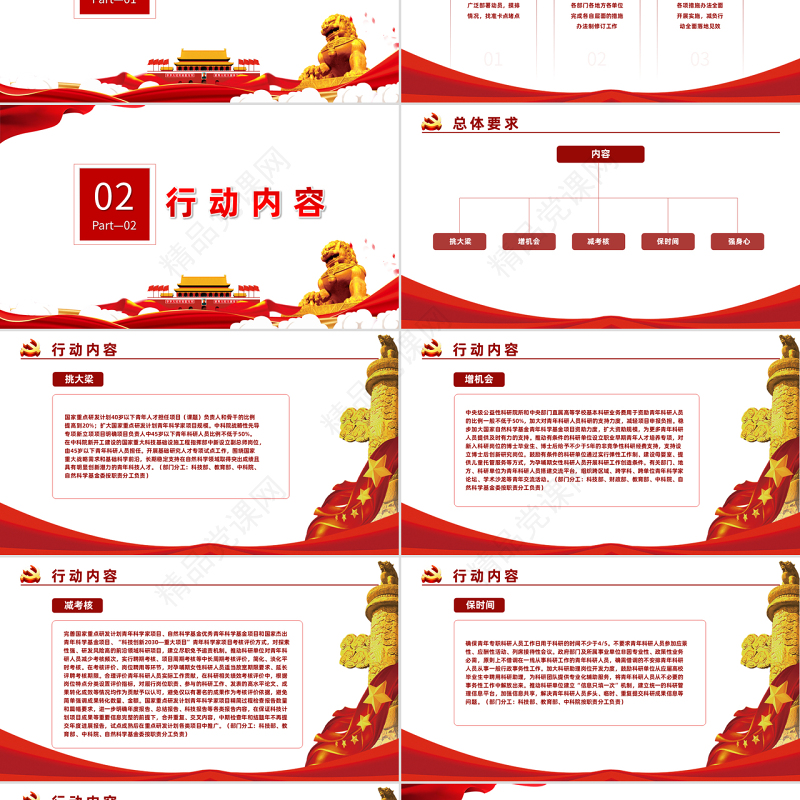 红色大气关于开展减轻青年科研人员负担专项行动的通知PPT专题党课课件模板