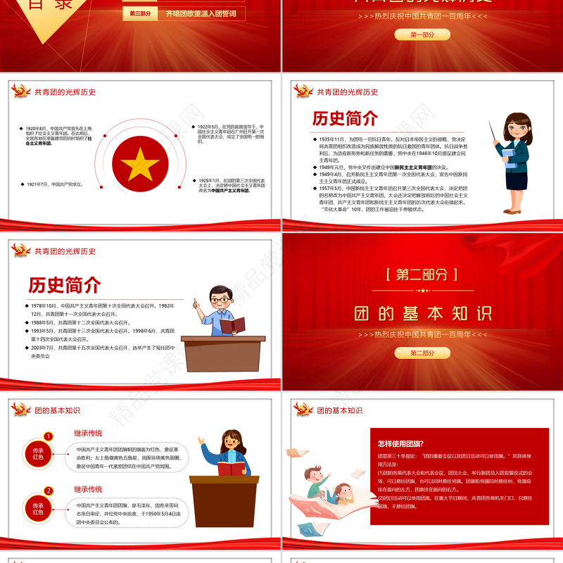 重温入团誓词PPT党政风严肃共青团光辉历史团的基本知识入团誓词团课课件